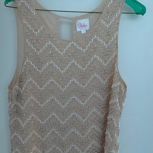 Beige sequined sleeveless top